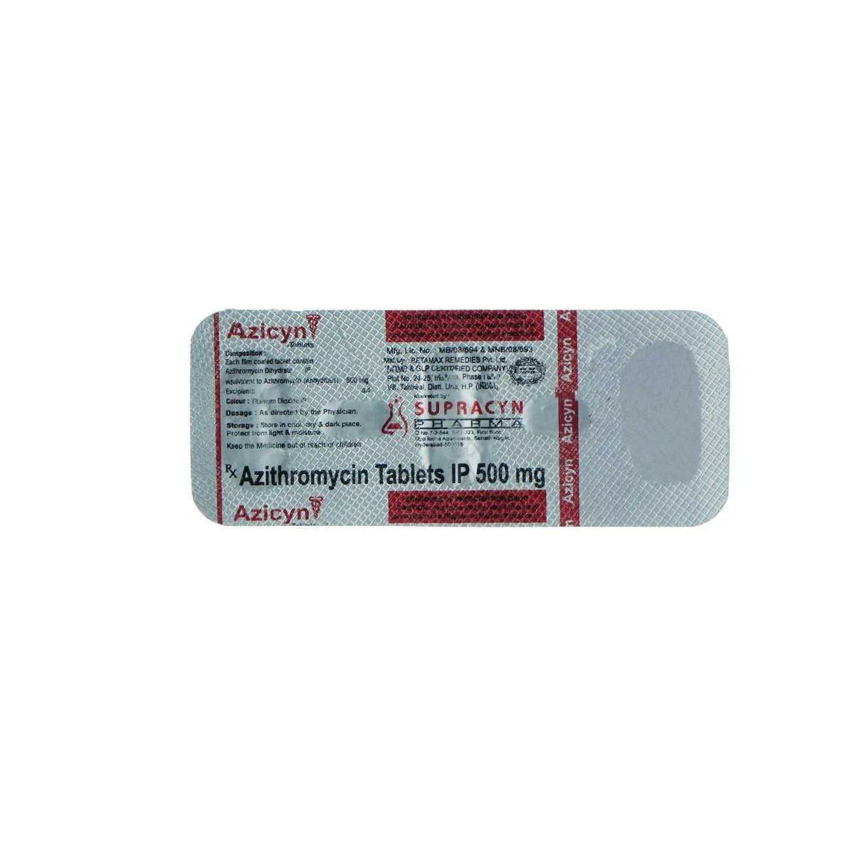 Azicyn 500 Tablet 3's, Pack of 3 TABLETS Azicyn 500 Tablet 3's, Pack of 3 TABLETS