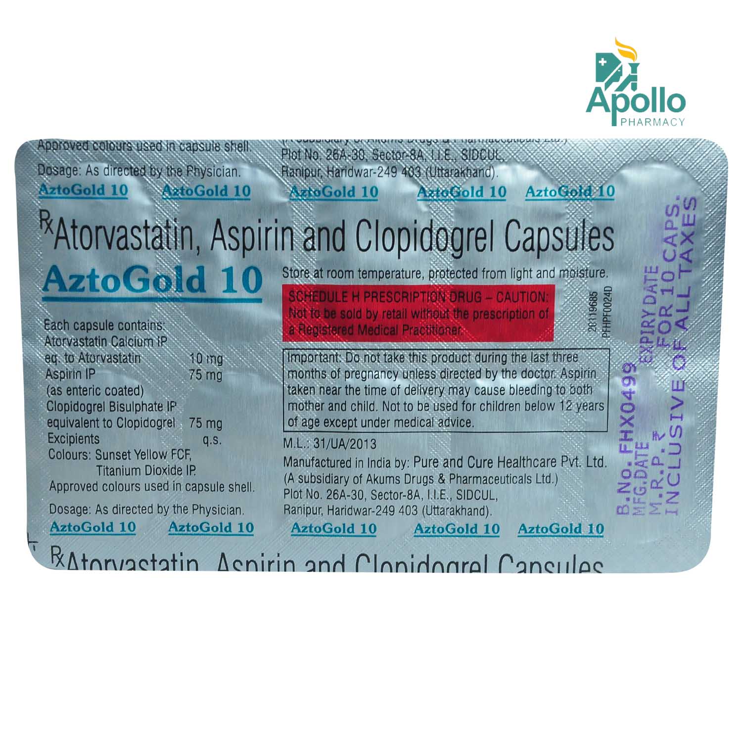 Azto Gold 10 Capsule 10's, Pack of 10 CAPSULES Azto Gold 10 Capsule 10's, Pack of 10 CAPSULES