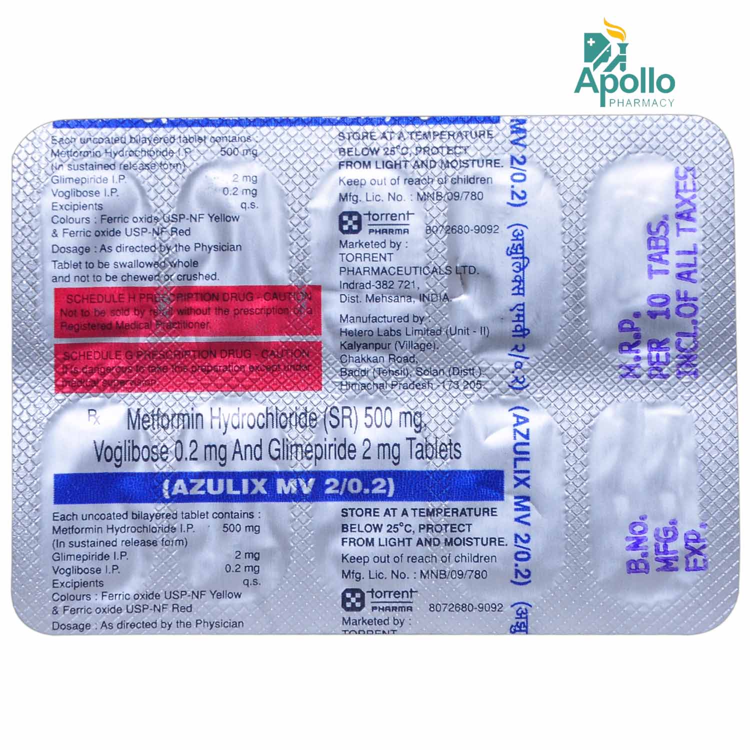 Azulix MV 2/0.2 Tablet 10's, Pack of 10 Azulix MV 2/0.2 Tablet 10's, Pack of 10