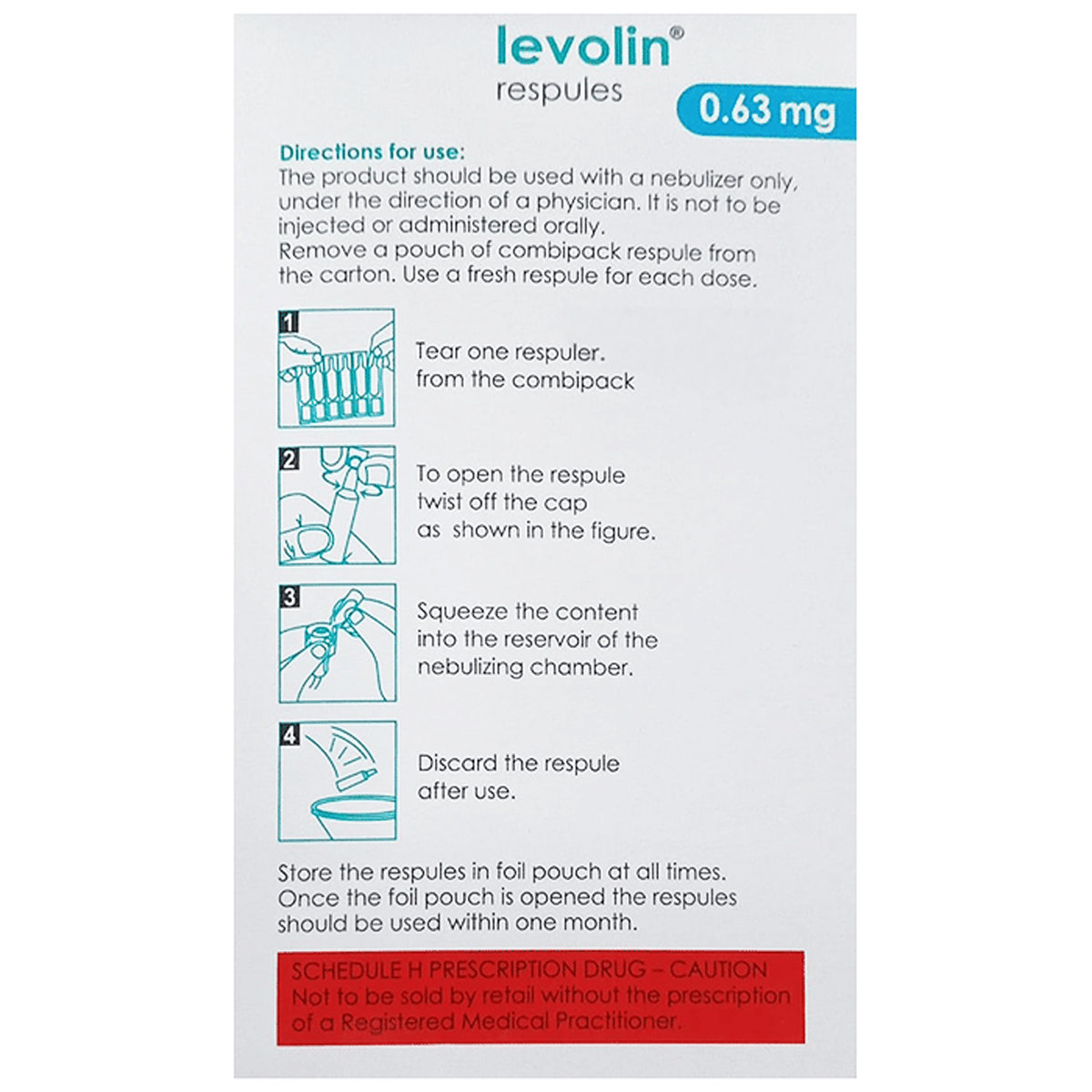 Levolin 0.63 mg Respules 6x2.5 ml, Pack of 6 Levolin 0.63 mg Respules 6x2.5 ml, Pack of 6