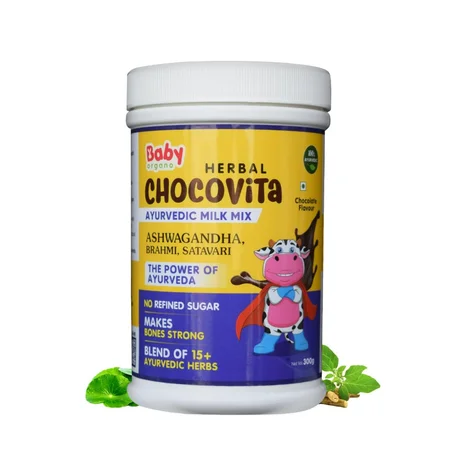Baby Organo Herbal Chocovita Ayurvedic Milk Mix Chocolate Flavour Granules for Kids, 300 gm