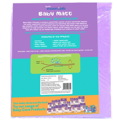 Apollo Essentials Baby Matt (Lilac) 100cm x 140cm Large, 1 Count, Pack of 1