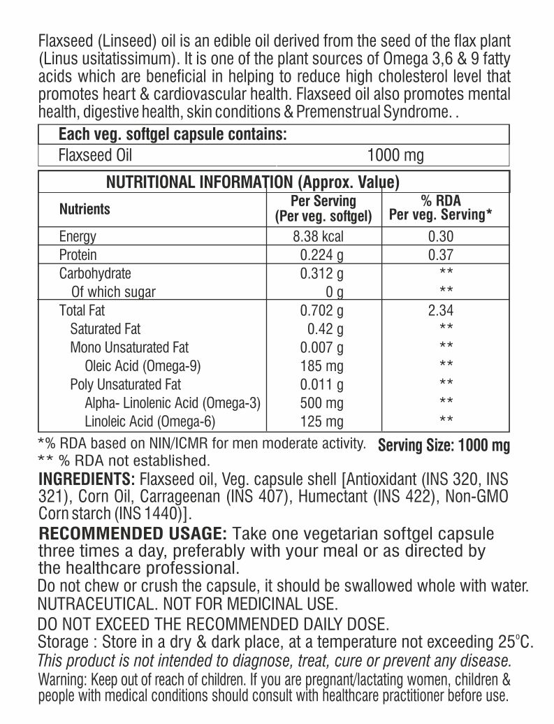 Apollo Life Flaxseed Oil Omega 369 1000 mg, 30 Capsules Price, Uses