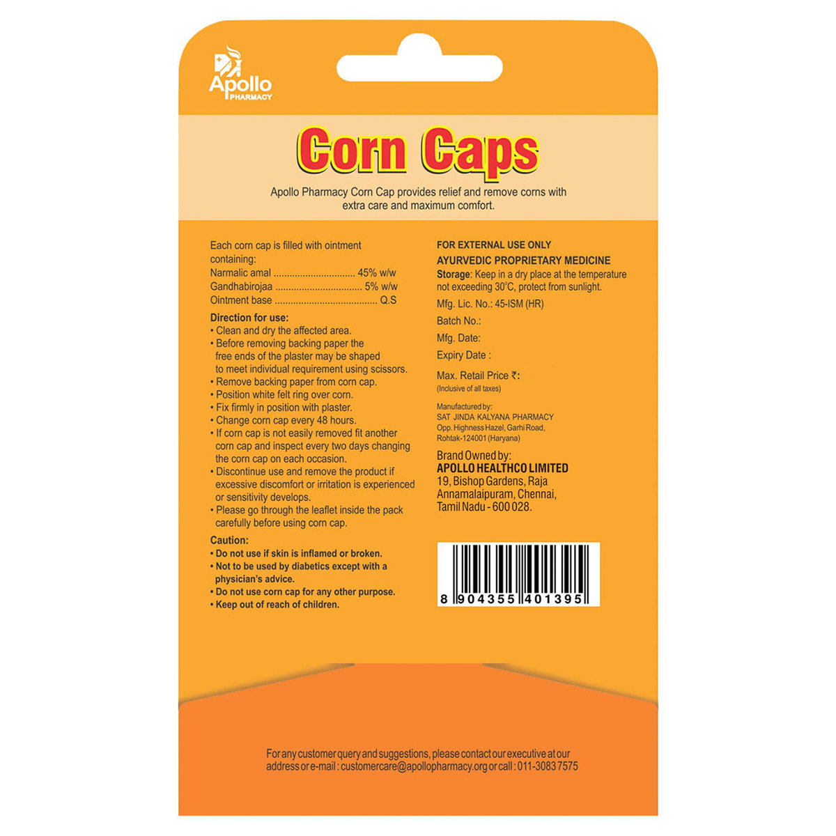 Apollo Pharmacy Corn Caps, 4 Count, Pack of 1 Apollo Pharmacy Corn Caps, 4 Count, Pack of 1