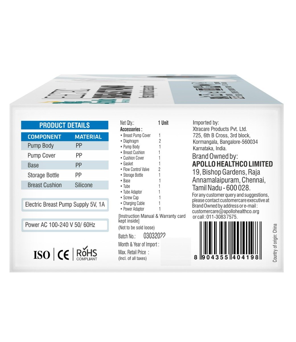 Apollo Pharmacy Electric Breast Pump, 1 Count, Pack of 1 Apollo Pharmacy Electric Breast Pump, 1 Count, Pack of 1