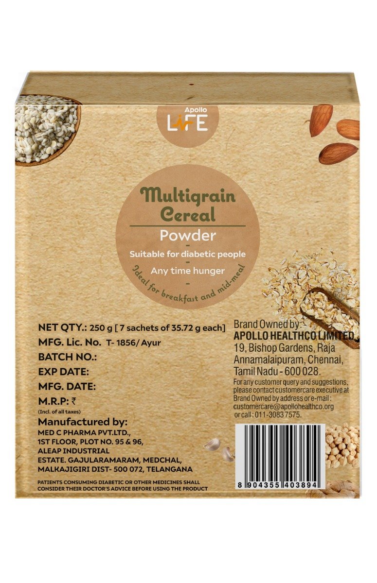 Apollo Life Multigrain Cereal Powder, 250 gm, Pack of 1 Apollo Life Multigrain Cereal Powder, 250 gm, Pack of 1