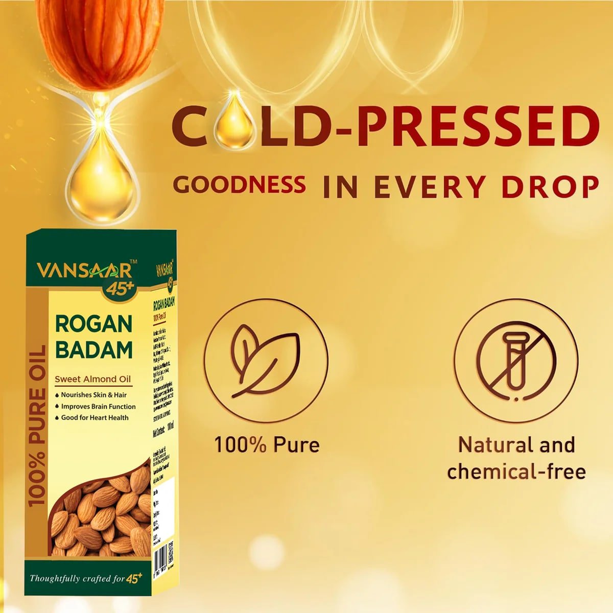 Baidyanath Vansaar 100% Pure Rogan Badam Oil, 100 ml, Pack of 1 Baidyanath Vansaar 100% Pure Rogan Badam Oil, 100 ml, Pack of 1