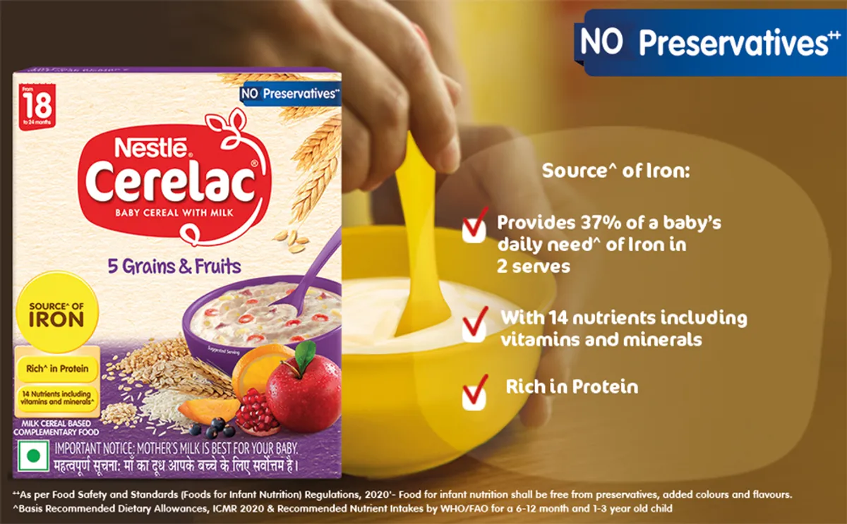 Nestle CERELAC Grains Fruits Baby Food Cereal, No Preservatives, 18 to  24 Months Baby, 300 gm