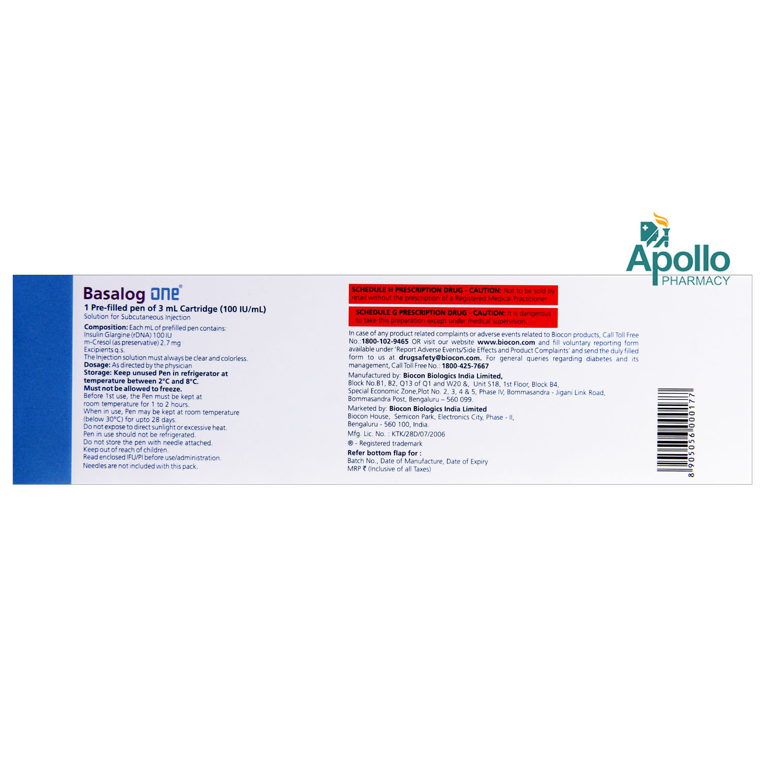 Basalog One 100IU/ml Injection 3 ml, Pack of 1 Injection Basalog One 100IU/ml Injection 3 ml, Pack of 1 Injection