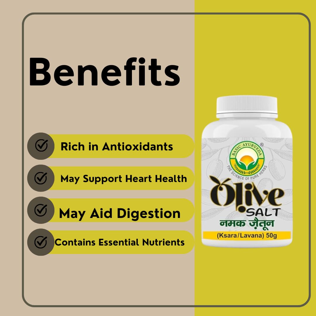 Basic Ayurveda Olive Salt, 50 gm, Pack of 1 Basic Ayurveda Olive Salt, 50 gm, Pack of 1