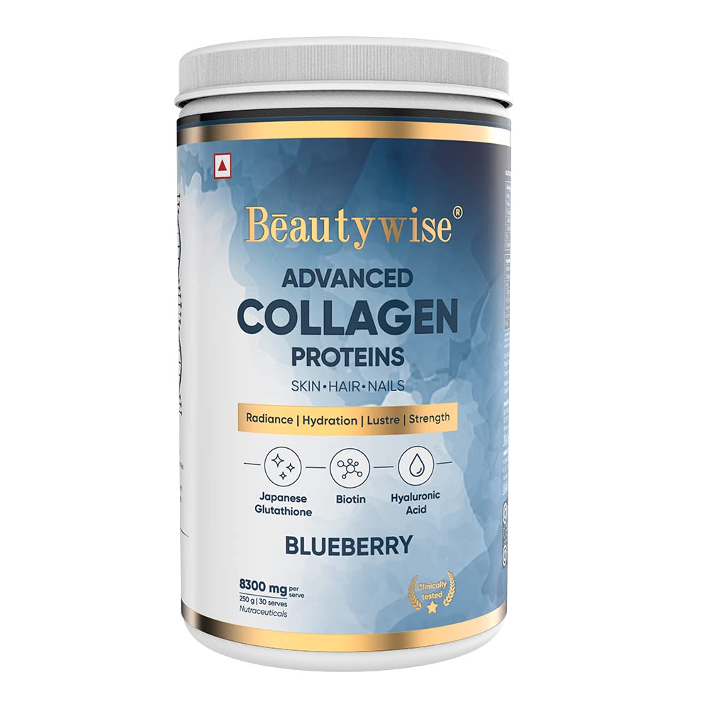Buy Beautywise Advanced Collagen Proteins Blueberry Flavour Powder, 250 gm Jar Online