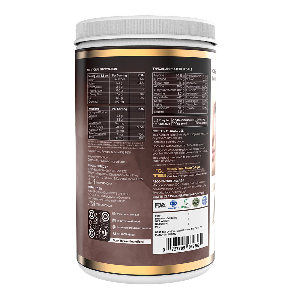 Beautywise Advanced Collagen Proteins Cocoa Flavour Powder, 250 gm Jar, Pack of 1 Beautywise Advanced Collagen Proteins Cocoa Flavour Powder, 250 gm Jar, Pack of 1