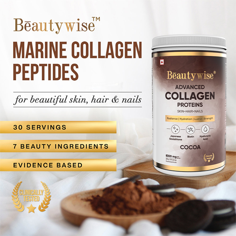 Beautywise Advanced Collagen Proteins Cocoa Flavour Powder, 250 gm Jar, Pack of 1 Beautywise Advanced Collagen Proteins Cocoa Flavour Powder, 250 gm Jar, Pack of 1