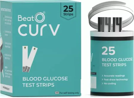 BeatO Curv Blood Glucose Test Strips, 25 Count
