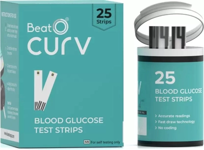 BeatO Curv Blood Glucose Test Strips, 25 Count, Pack of 1