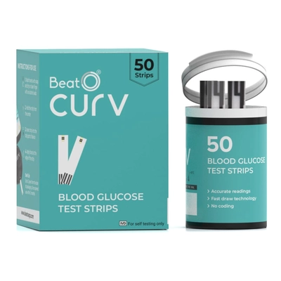 BeatO Curv Blood Glucose Test Strips, 50 Count, Pack of 1