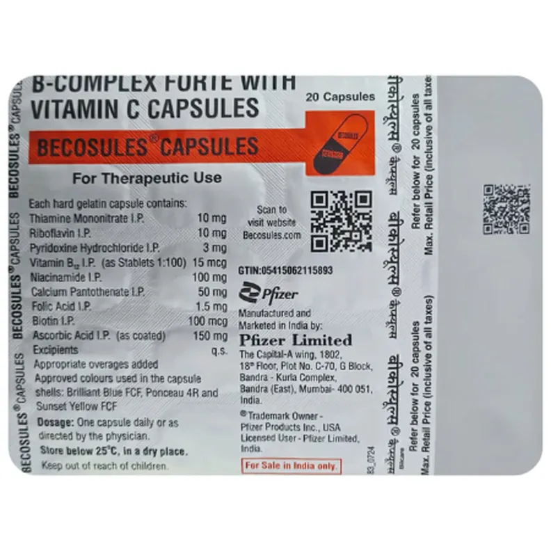 Buy Becosules Capsule | 19 Minutes Delivery | Apollo Pharmacy