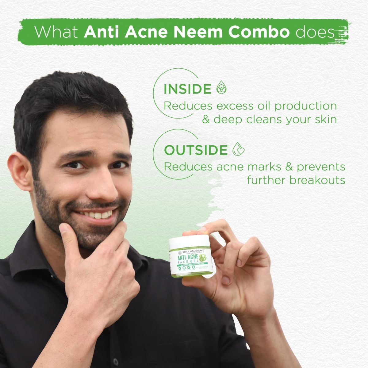 Bella Vita Organic AntiAcne (Neem Face Wash 100 ml + Face Gel 50 gm