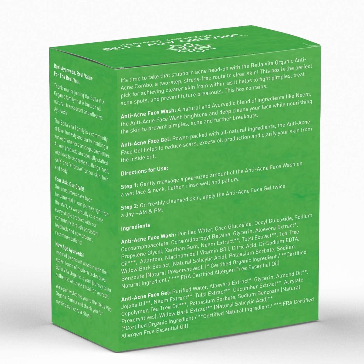 Bella Vita Organic AntiAcne (Neem Face Wash 100 ml + Face Gel 50 gm