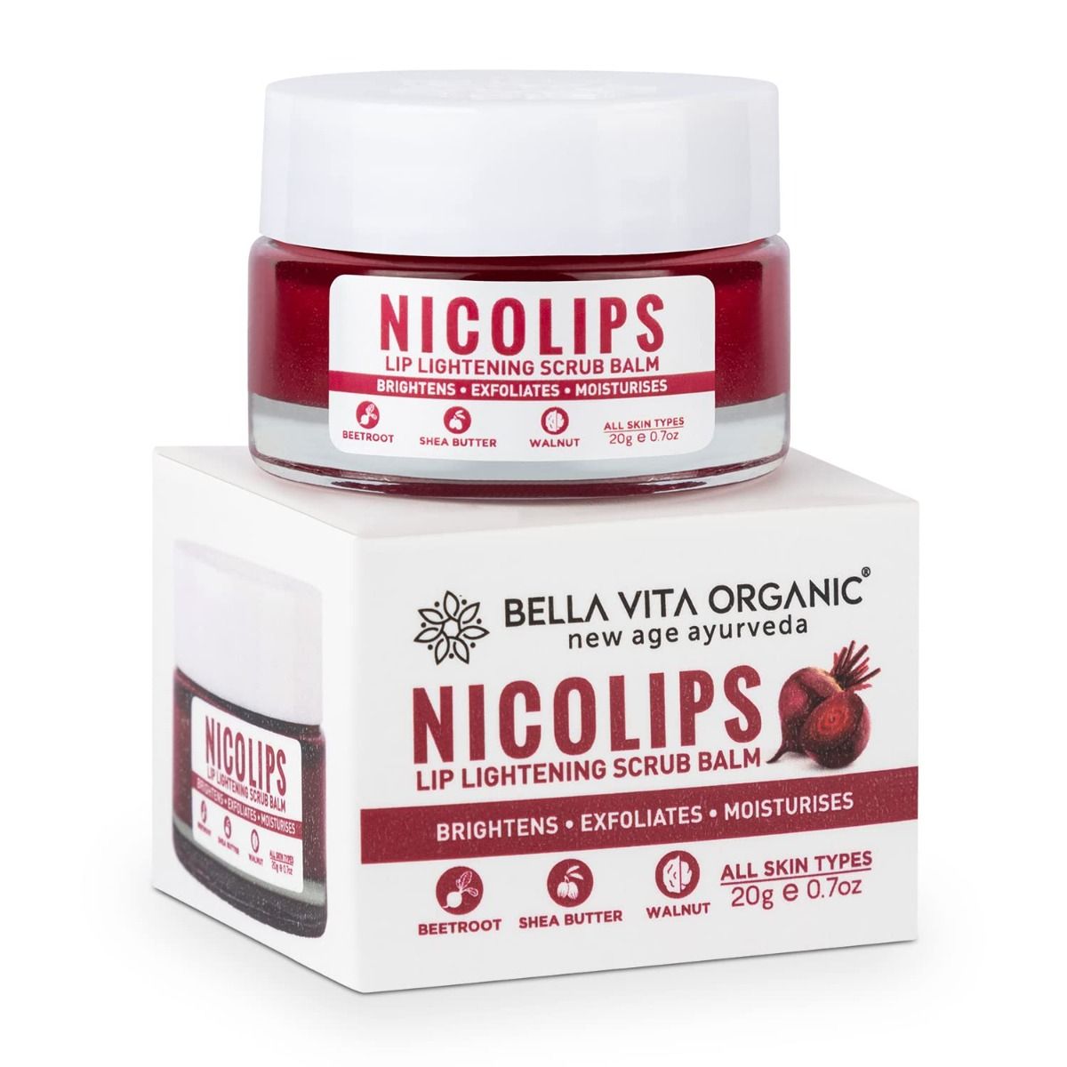 Bella Vita Organic NicoLips Lip Lightening Scrub Balm, 20 gm Price