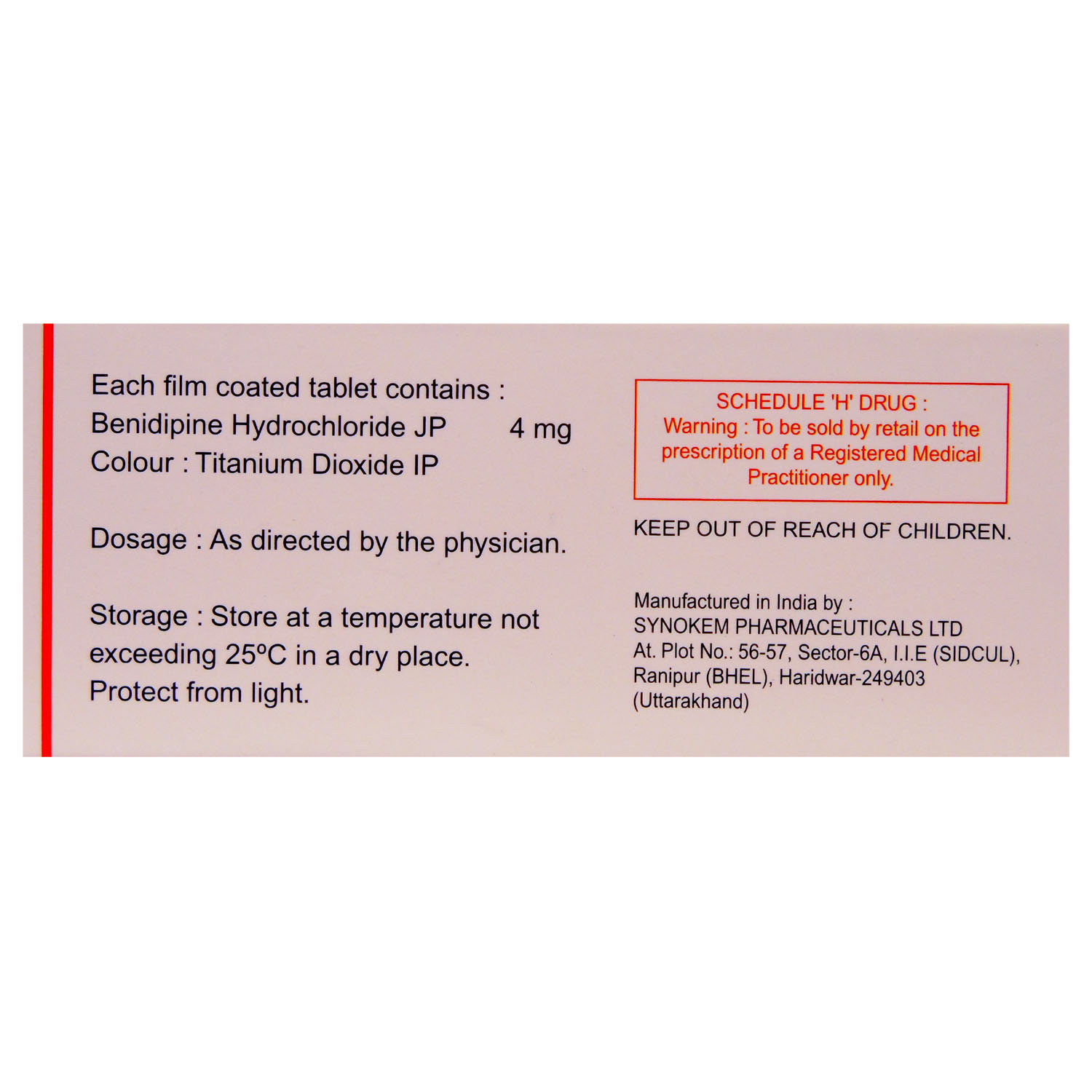 Benidin 4 Tablet 10's, Pack of 10 TABLETS Benidin 4 Tablet 10's, Pack of 10 TABLETS