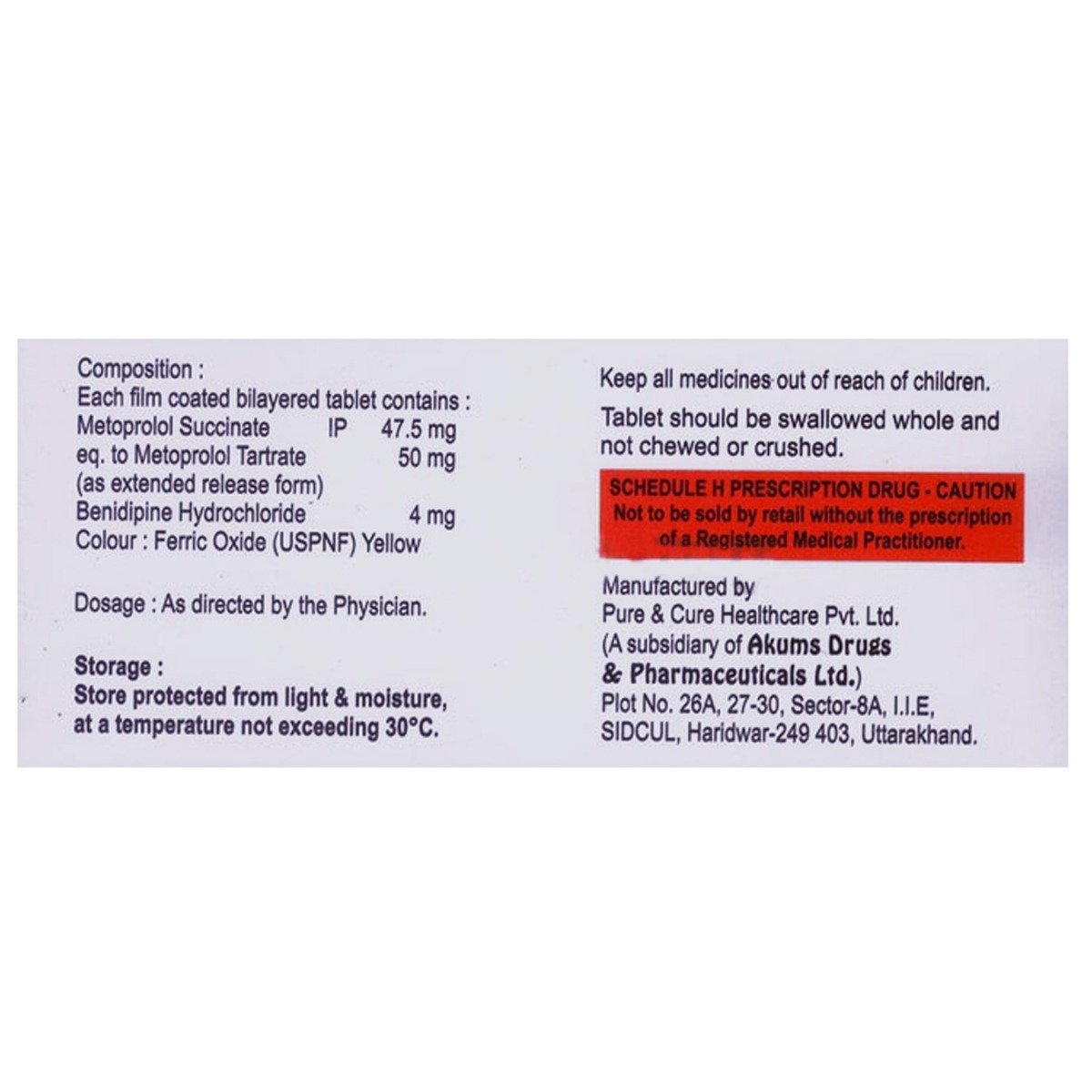 Benitowa-Beta 50 Tablet 10's, Pack of 10 TABLETS Benitowa-Beta 50 Tablet 10's, Pack of 10 TABLETS