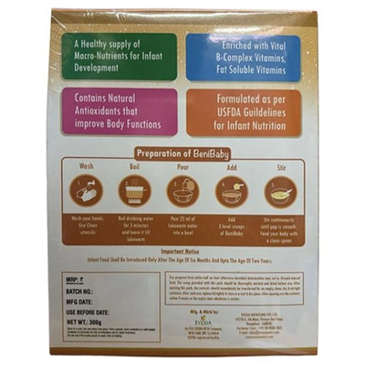 Benibaby Infant Cereal Rice and Dal for 6 Months Baby, 300 gm Refill Pack, Pack of 1