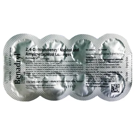 Benadryl Orange Flavour Lozenges, 8 Count