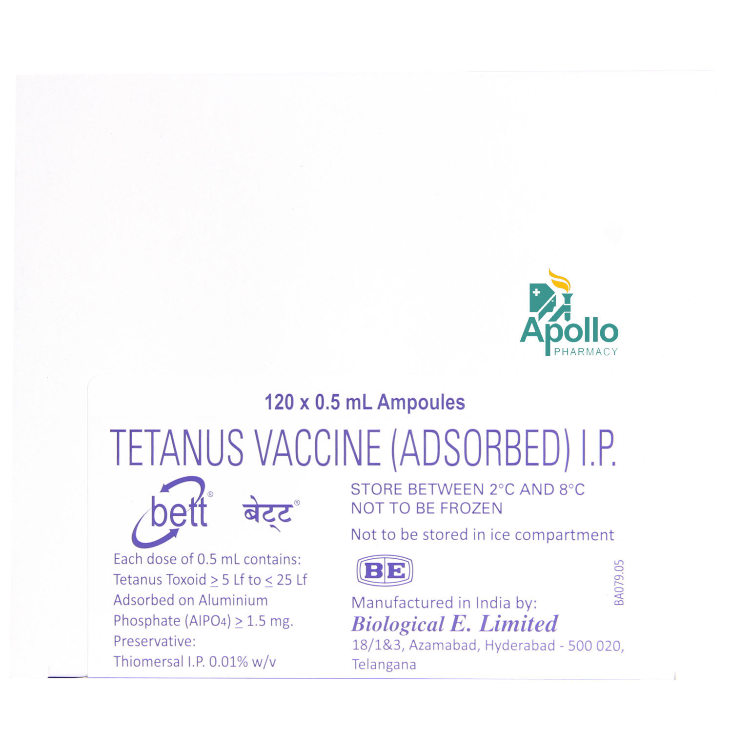 Buy Bett Tetanus Vaccine 0.5 ml Online