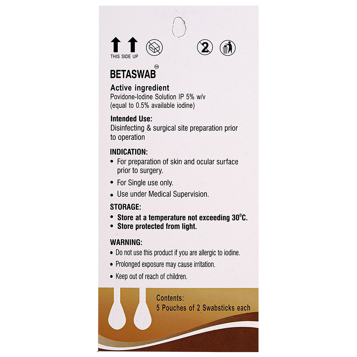 Betaswab 5% Solution Swabstick 2's, Pack of 1 Betaswab 5% Solution Swabstick 2's, Pack of 1