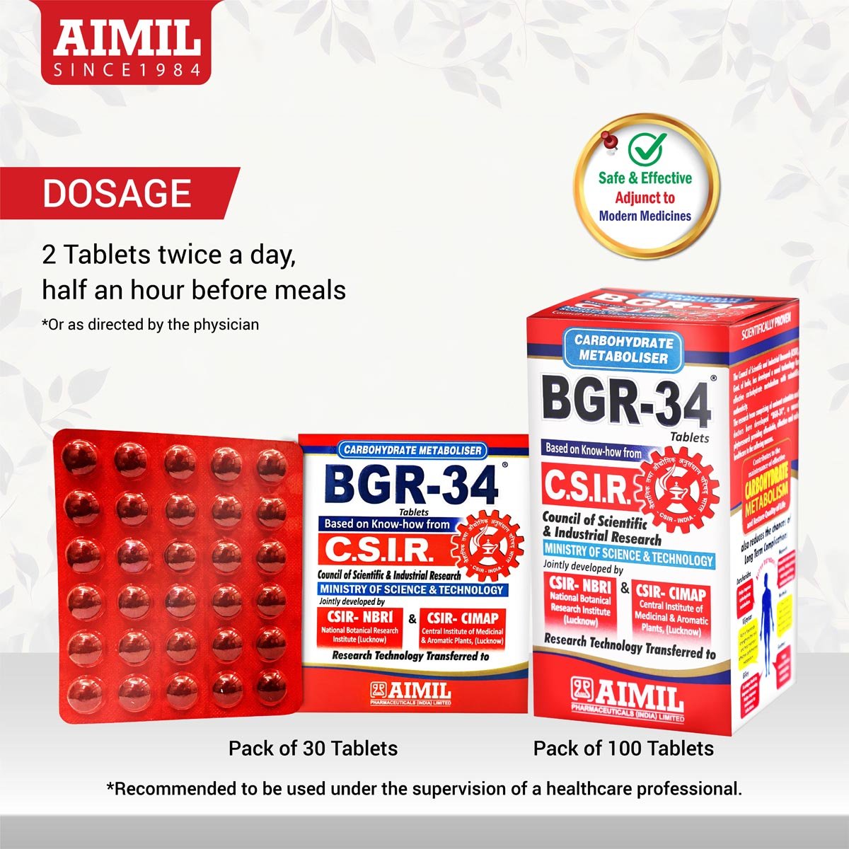 Aimil BGR-34 Tablet 100's, Pack of 1 Aimil BGR-34 Tablet 100's, Pack of 1