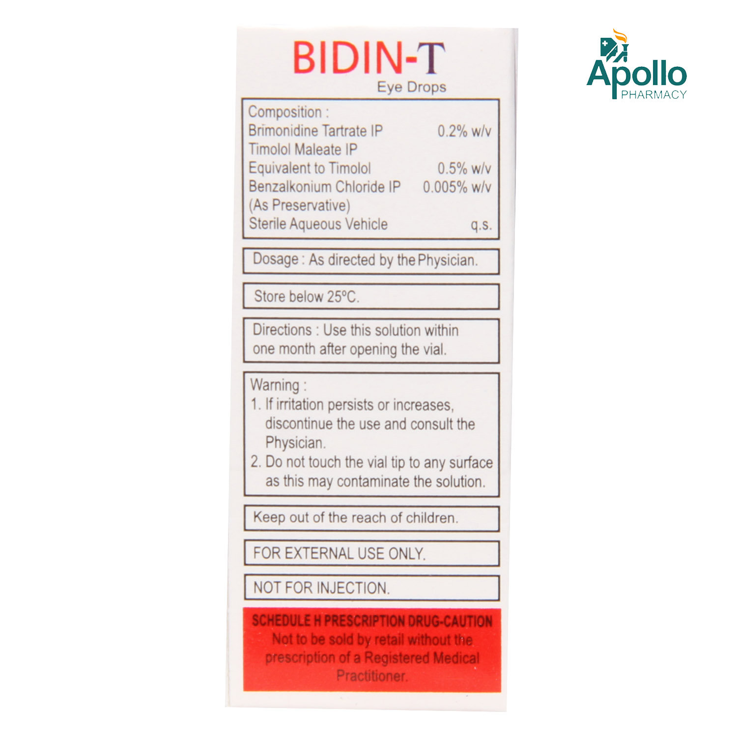 Bidin-T Eye Drops 5ml, Pack of 1 Eye Drops Bidin-T Eye Drops 5ml, Pack of 1 Eye Drops