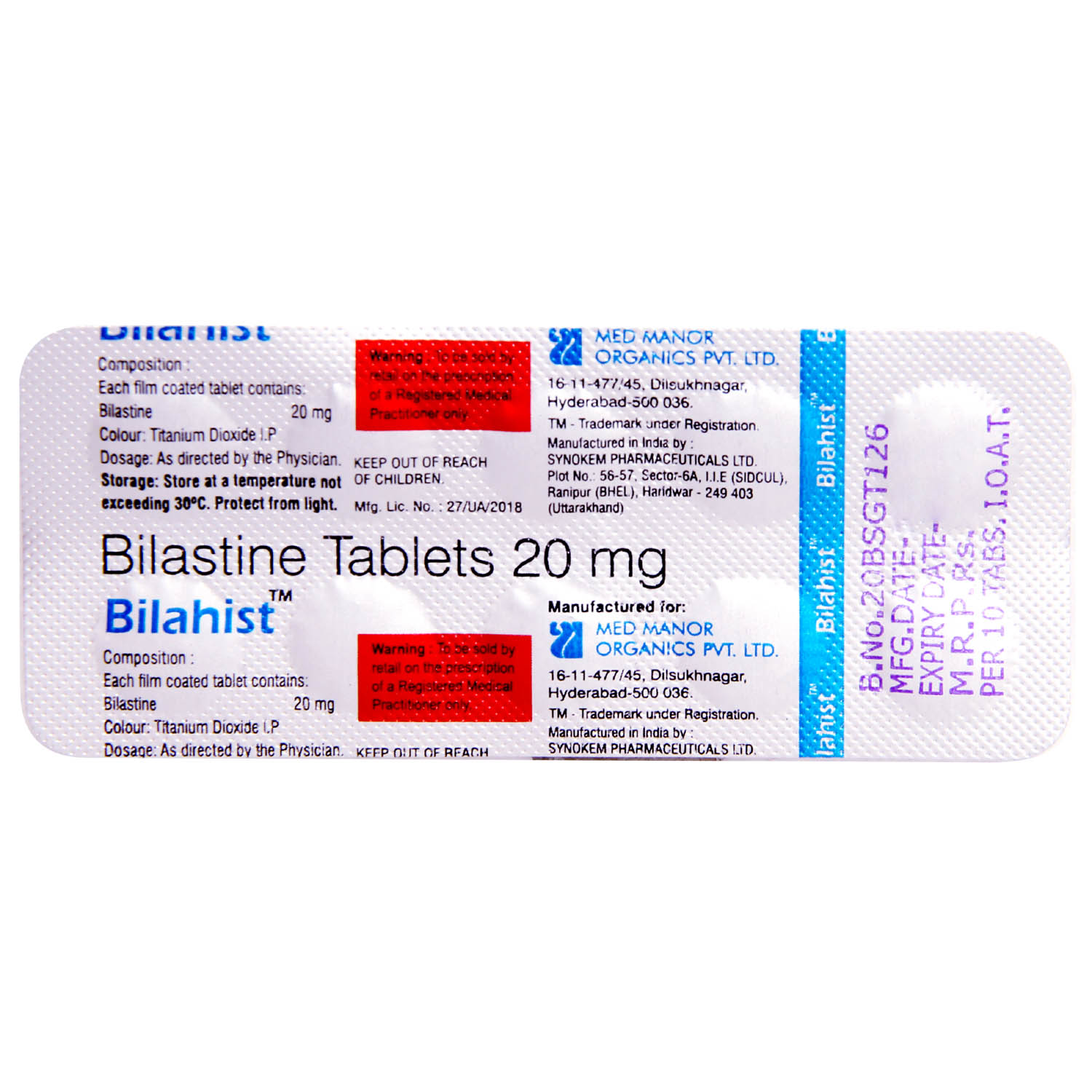 Bilahist Tablet 10's, Pack of 10 TABLETS Bilahist Tablet 10's, Pack of 10 TABLETS