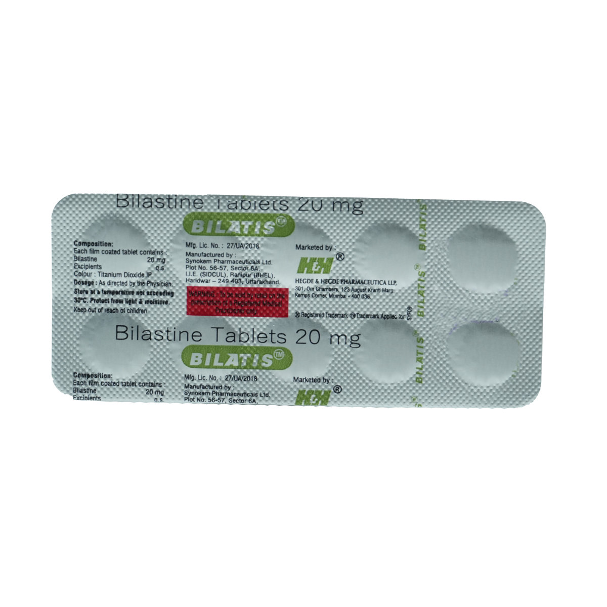 Bilatis 20 mg Tablet 10's, Pack of 10 TabletS Bilatis 20 mg Tablet 10's, Pack of 10 TabletS