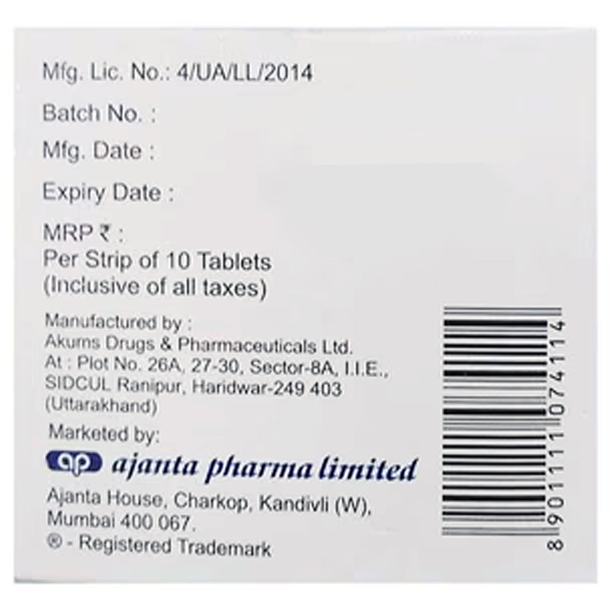 Bilatop-M Tablet 10, Pack of 10 Bilatop-M Tablet 10, Pack of 10