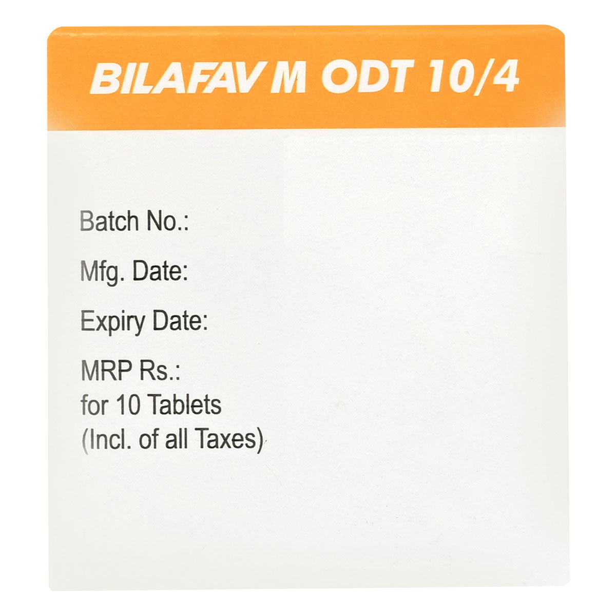 Bilafav M ODT 10 mg/4 mg Tablet 10's, Pack of 10 TabletS Bilafav M ODT 10 mg/4 mg Tablet 10's, Pack of 10 TabletS