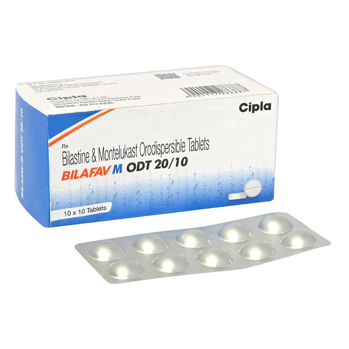 Bilafav M ODT 20 mg/10 mg Tablet 10's, Pack of 10 TabletS Bilafav M ODT 20 mg/10 mg Tablet 10's, Pack of 10 TabletS