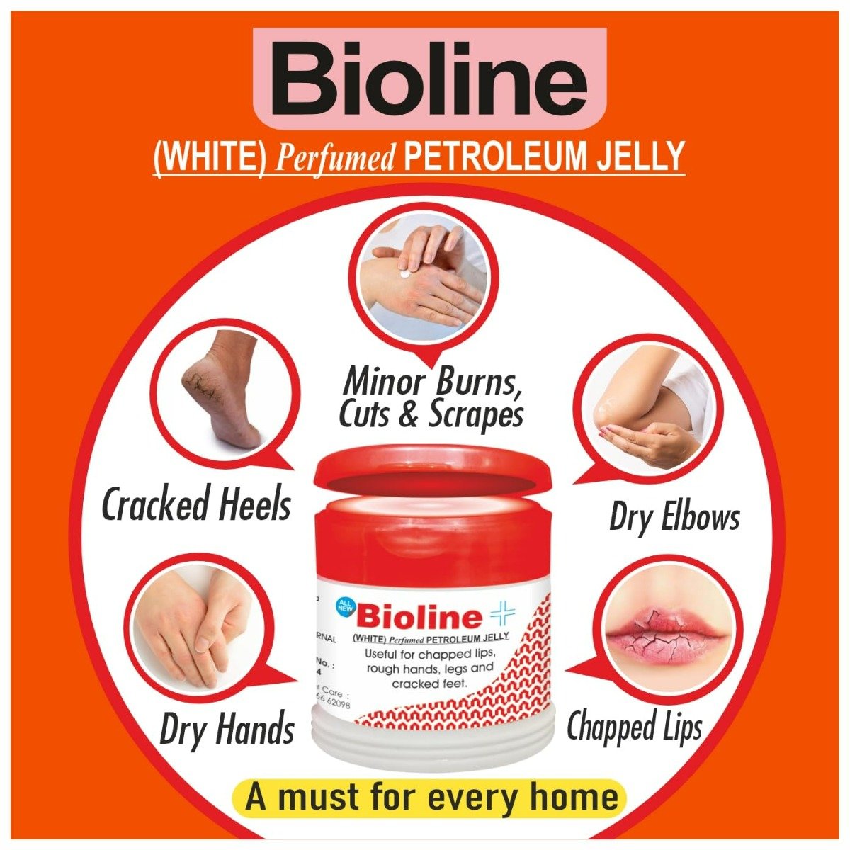 Bioline Petroleum Jelly, 40 gm | Cure Chapped Lips, Rough Hands & Legs, Cracked Feet | For Minor Burns, Cuts & Scrapes, Pack of 1 Bioline Petroleum Jelly, 40 gm | Cure Chapped Lips, Rough Hands & Legs, Cracked Feet | For Minor Burns, Cuts & Scrapes, Pack of 1