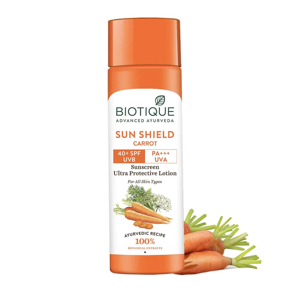 Biotique Sunshield Carrot SPF 40+ UVA/UVB Ultra Soothing Face Lotion, 120 ml, Pack of 1 Biotique Sunshield Carrot SPF 40+ UVA/UVB Ultra Soothing Face Lotion, 120 ml, Pack of 1