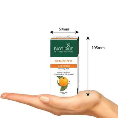 Biotique Orange Peel Renewing Bathing Bar 150 gm | Orange, Neem, Walnut Bark | Gently Exfoliates | Speed Up Cell Renewal | Deeply Cleanse | 100% Botanical Extracts | For All Skin Type, Pack of 1