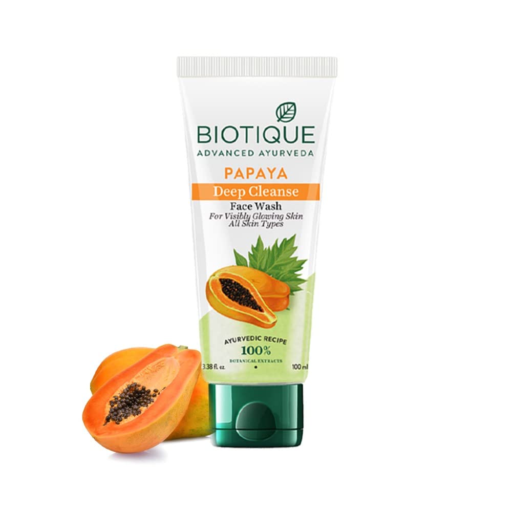 Biotique Papaya Deep Cleanse Face Wash 100 ml | Papaya Juice, Neem, Wild Turmeric | Deep Face Cleansing | Helps In Tan Removal | For Visibly Glowing Skin | 100% Pure Botanical Extracts | For All Skin Type, Pack of 1 Biotique Papaya Deep Cleanse Face Wash 100 ml | Papaya Juice, Neem, Wild Turmeric | Deep Face Cleansing | Helps In Tan Removal | For Visibly Glowing Skin | 100% Pure Botanical Extracts | For All Skin Type, Pack of 1