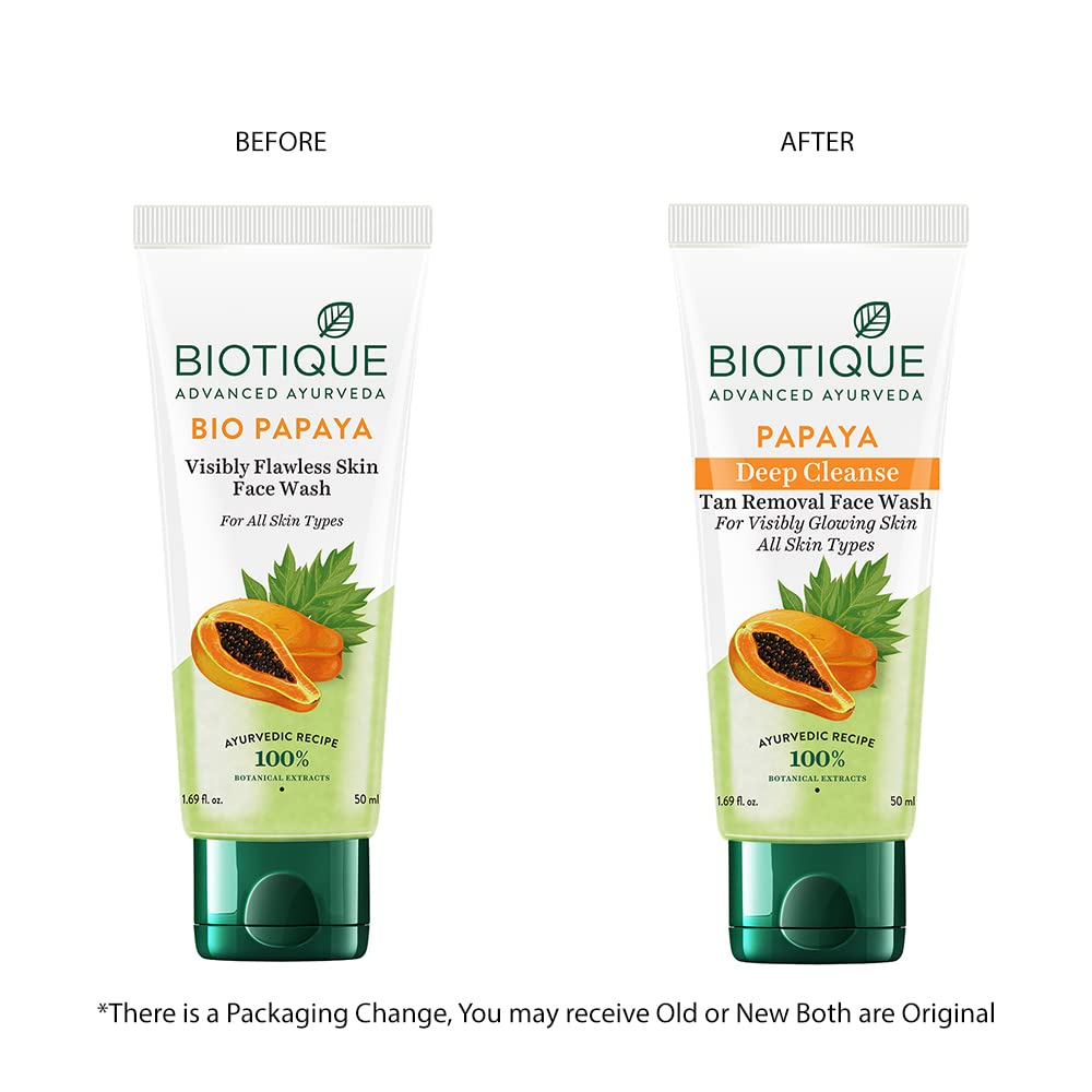 Biotique Papaya Deep Cleanse Face Wash 100 ml | Papaya Juice, Neem, Wild Turmeric | Deep Face Cleansing | Helps In Tan Removal | For Visibly Glowing Skin | 100% Pure Botanical Extracts | For All Skin Type, Pack of 1 Biotique Papaya Deep Cleanse Face Wash 100 ml | Papaya Juice, Neem, Wild Turmeric | Deep Face Cleansing | Helps In Tan Removal | For Visibly Glowing Skin | 100% Pure Botanical Extracts | For All Skin Type, Pack of 1
