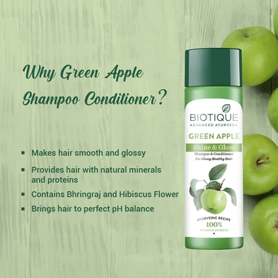 Biotique Green Apple Shine &amp; Gloss Shampoo &amp; Conditioner, 190 ml, Pack of 1