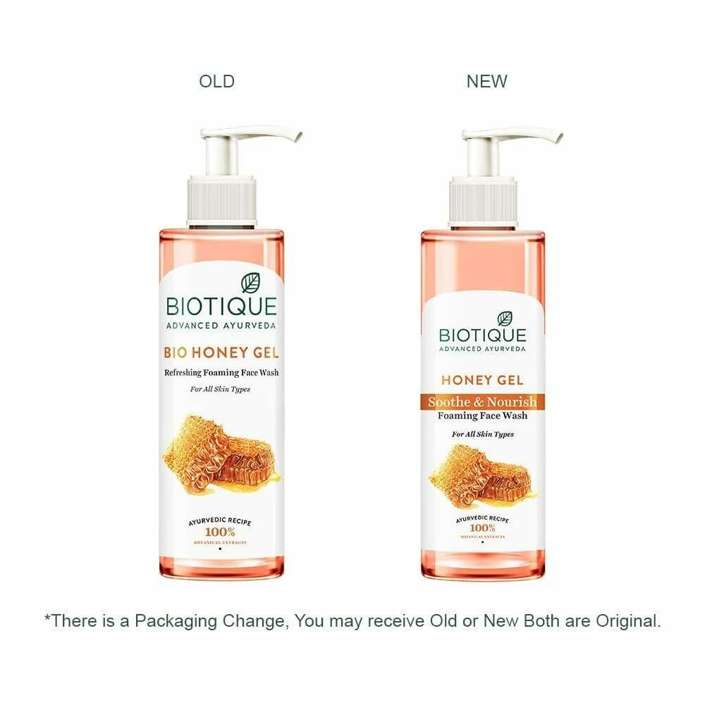 Biotique Honey Gel Soothe & Nourish Foaming Face Wash 200 ml | Honey, Wild Turmeric, Bark Of Arjun Tree | Hydrates, Soothes, Nourishes & Softens Skin | 100% Botanical Extracts | For All Skin Type, Pack of 1 Biotique Honey Gel Soothe & Nourish Foaming Face Wash 200 ml | Honey, Wild Turmeric, Bark Of Arjun Tree | Hydrates, Soothes, Nourishes & Softens Skin | 100% Botanical Extracts | For All Skin Type, Pack of 1