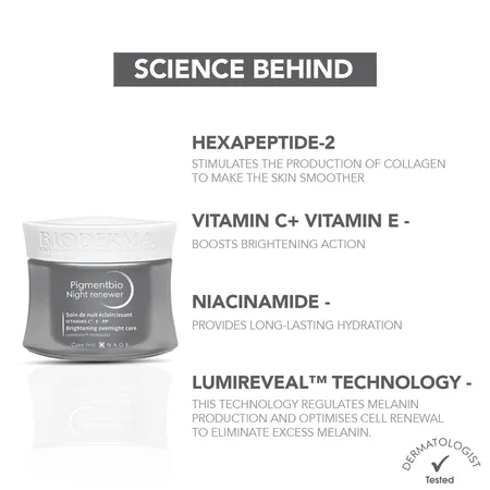 Bioderma Pigmentbio Night Renewer 50 ml | Vitamin C & Vitamin E | Brightens Skin