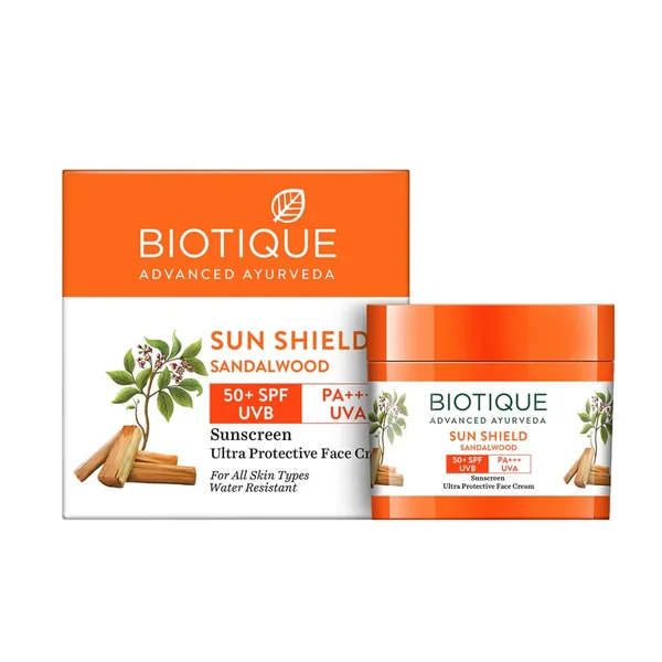 Biotique Sunshield Sandalwood SPF 50+ PA+++ Suncreen Face Cream, 120 ml, Pack of 1