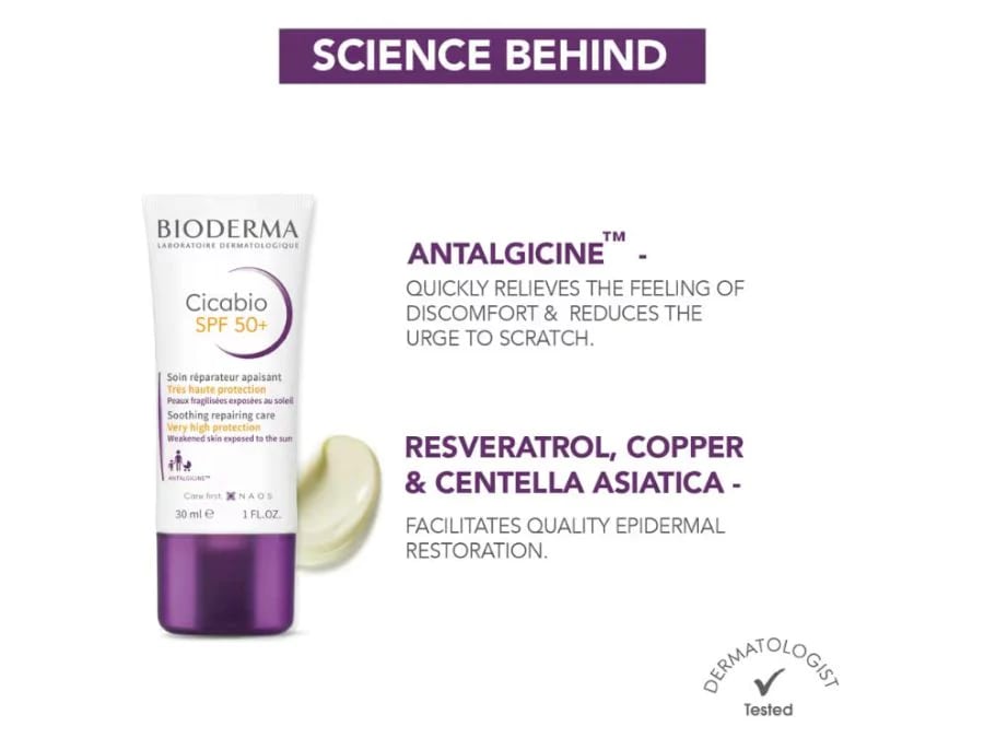 Bioderma Cicabio Cream 30 ml With SPF 50+ | UV Protcetion | For Sun Damaged Skin, Pack of 1 Bioderma Cicabio Cream 30 ml With SPF 50+ | UV Protcetion | For Sun Damaged Skin, Pack of 1