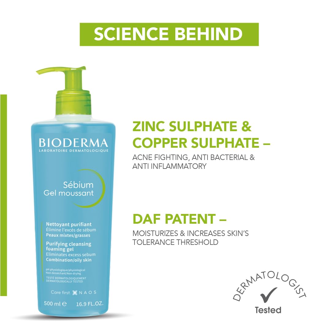 Bioderma Sebium Gel Moussant Cleansing Foaming Gel, 500 ml, Pack of 1 Bioderma Sebium Gel Moussant Cleansing Foaming Gel, 500 ml, Pack of 1