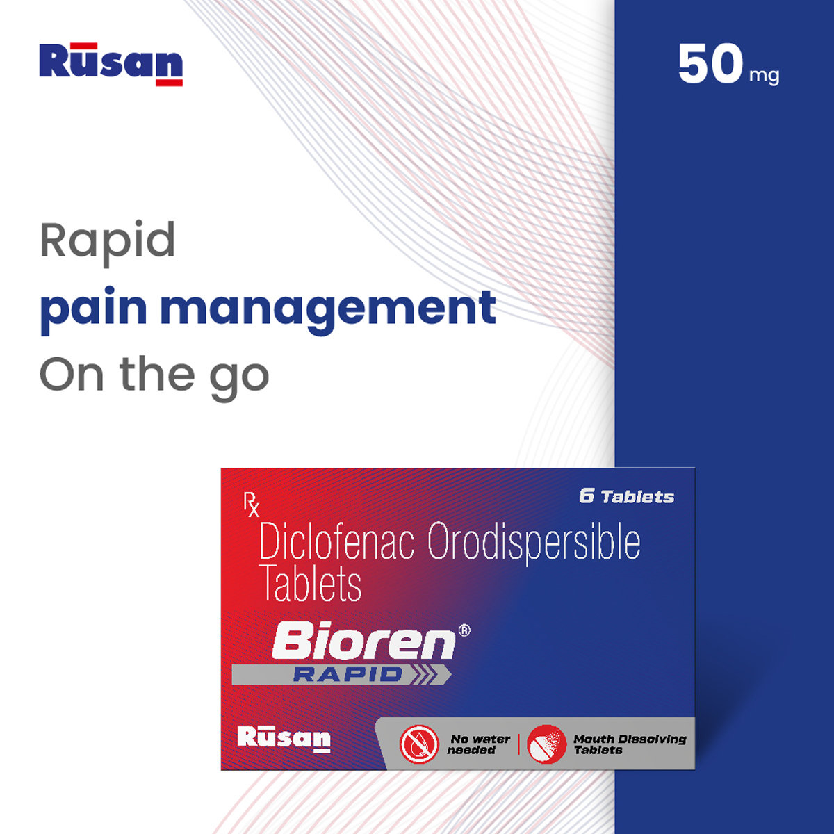 Rusan Bioren Rapid 50 mg Tablet 6's, Pack of 6 Rusan Bioren Rapid 50 mg Tablet 6's, Pack of 6