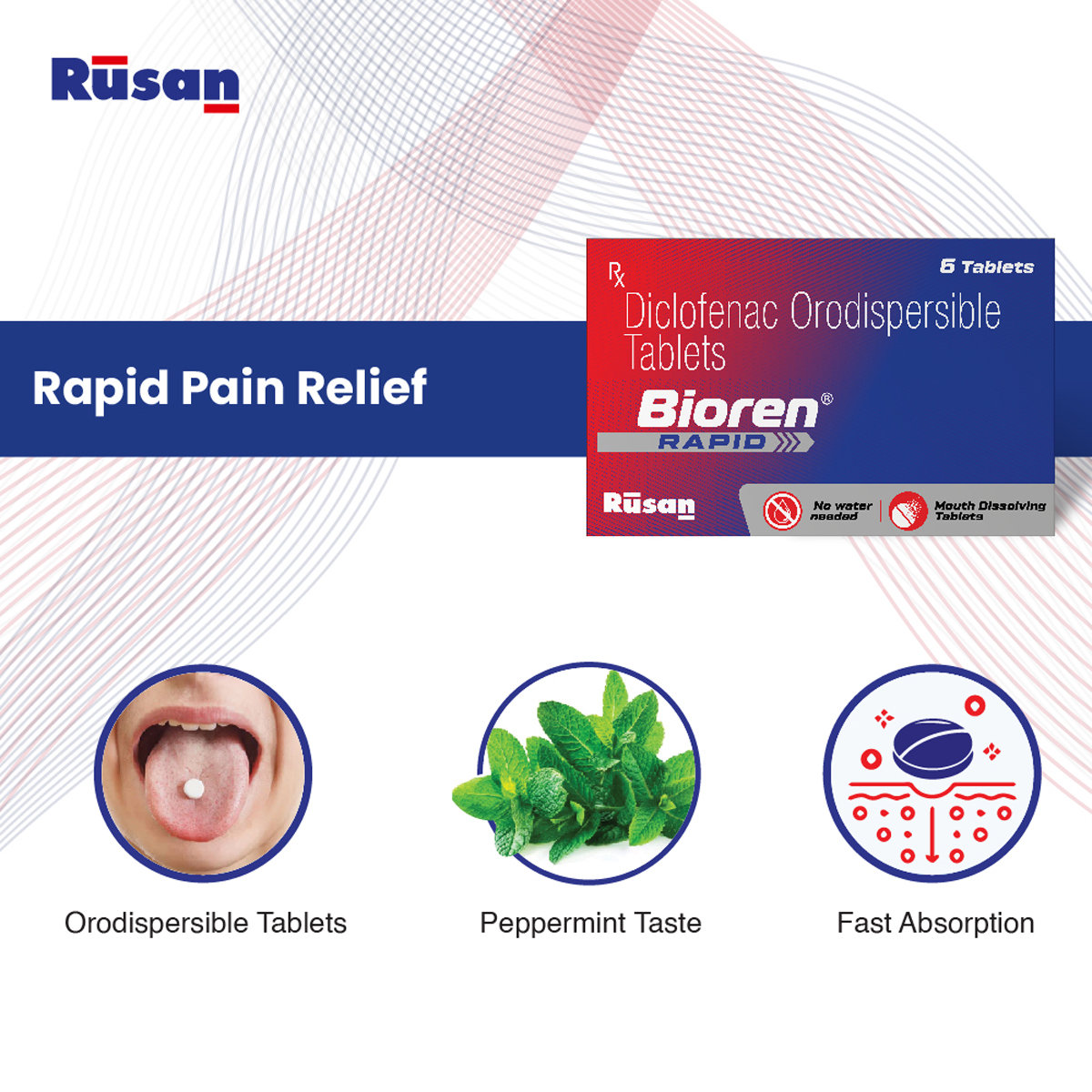 Rusan Bioren Rapid 50 mg Tablet 6's, Pack of 6 Rusan Bioren Rapid 50 mg Tablet 6's, Pack of 6